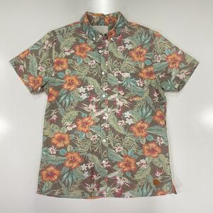 Native Youth Men’s Summer Boho Island Hibiscus Floral Print Button Shirt M